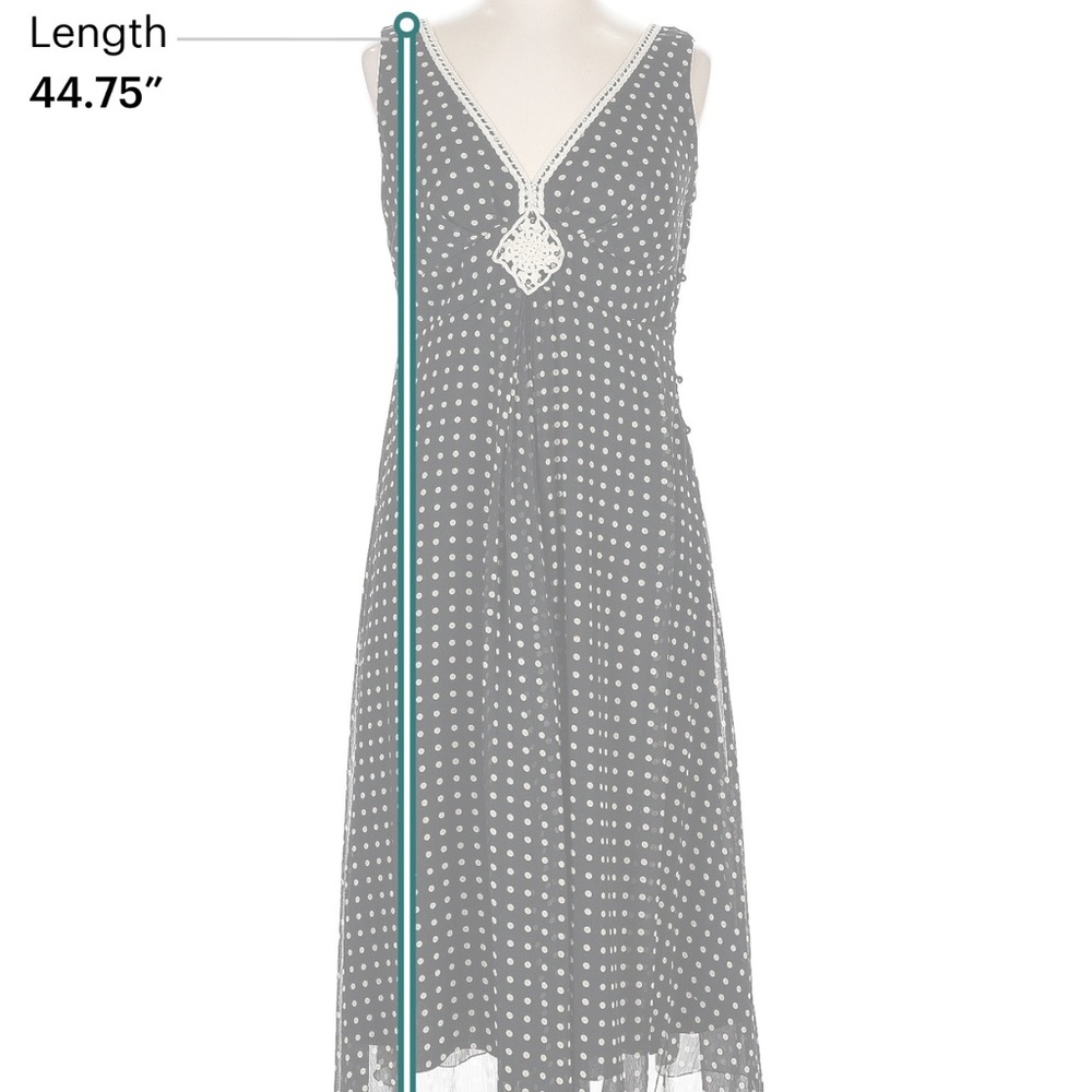 Jonathan Martin Black and White Faceted Side Button Polka Dot Midi Dress fairy - Picture 9 of 10